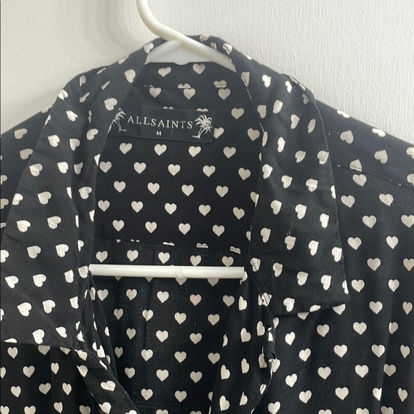 All Saints Black and White Fitted Long Sleeve Button Down Shirt - Picture 4 of 5